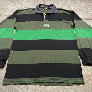 Vintage Long Sleeve Rugby Shirt by Vintage - Black, Dark Green, Bright Green